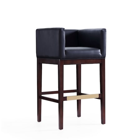 Manhattan Comfort Kingsley Barstool in Black and Dark Walnut BS012-BK